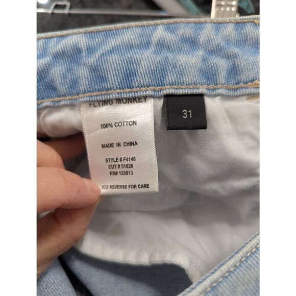 Flying‎ Monkey straight leg Jeans women's size 31 light wash distressed step hem - Picture 7 of 8